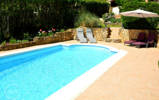 Pool and patio area of holiday villa in the South of France